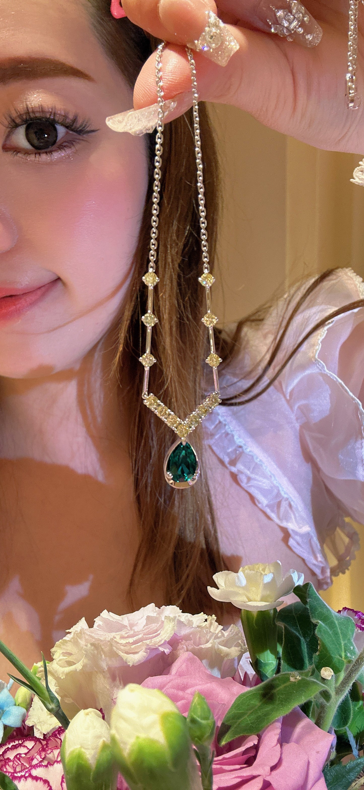 Lab grown diamonds fancy yellow with lab grown emerald green necklace