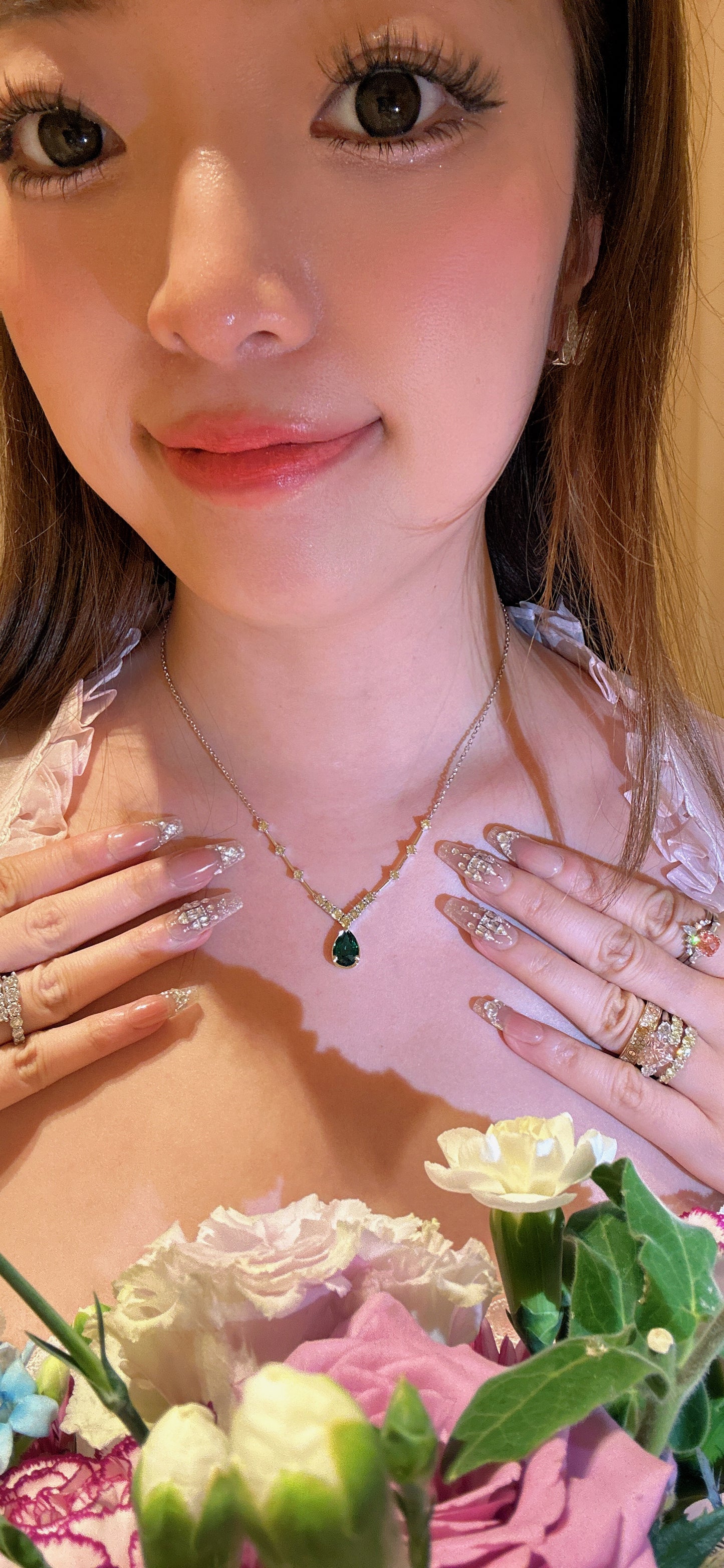 Lab grown diamonds fancy yellow with lab grown emerald green necklace