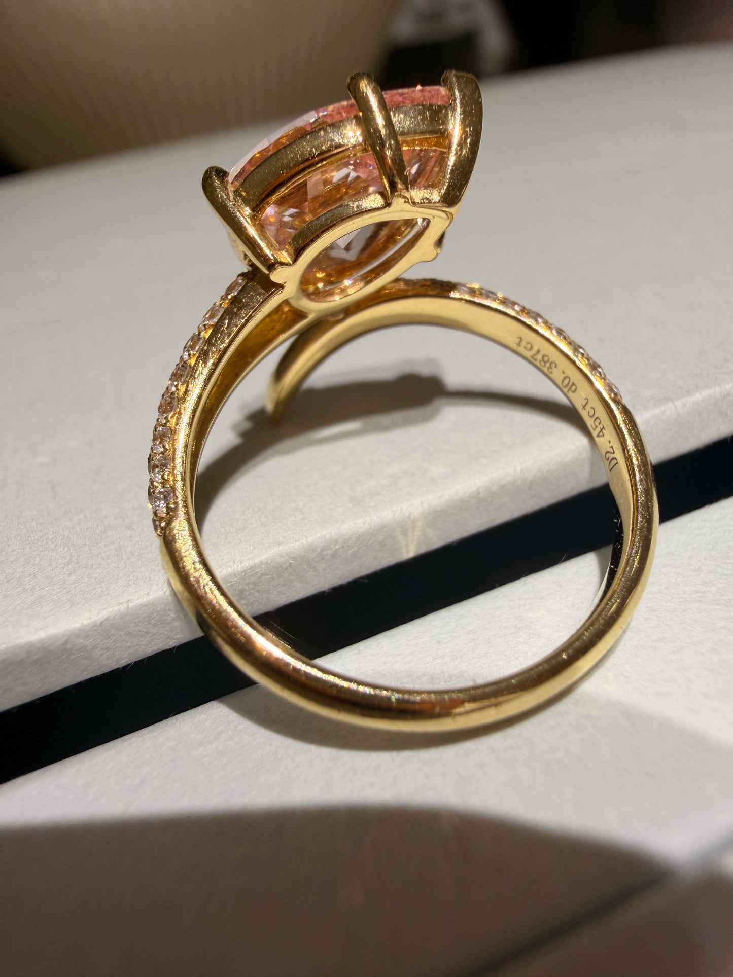 2.45 Carats Pink Lab Grown diamonds with paved diamond Ring