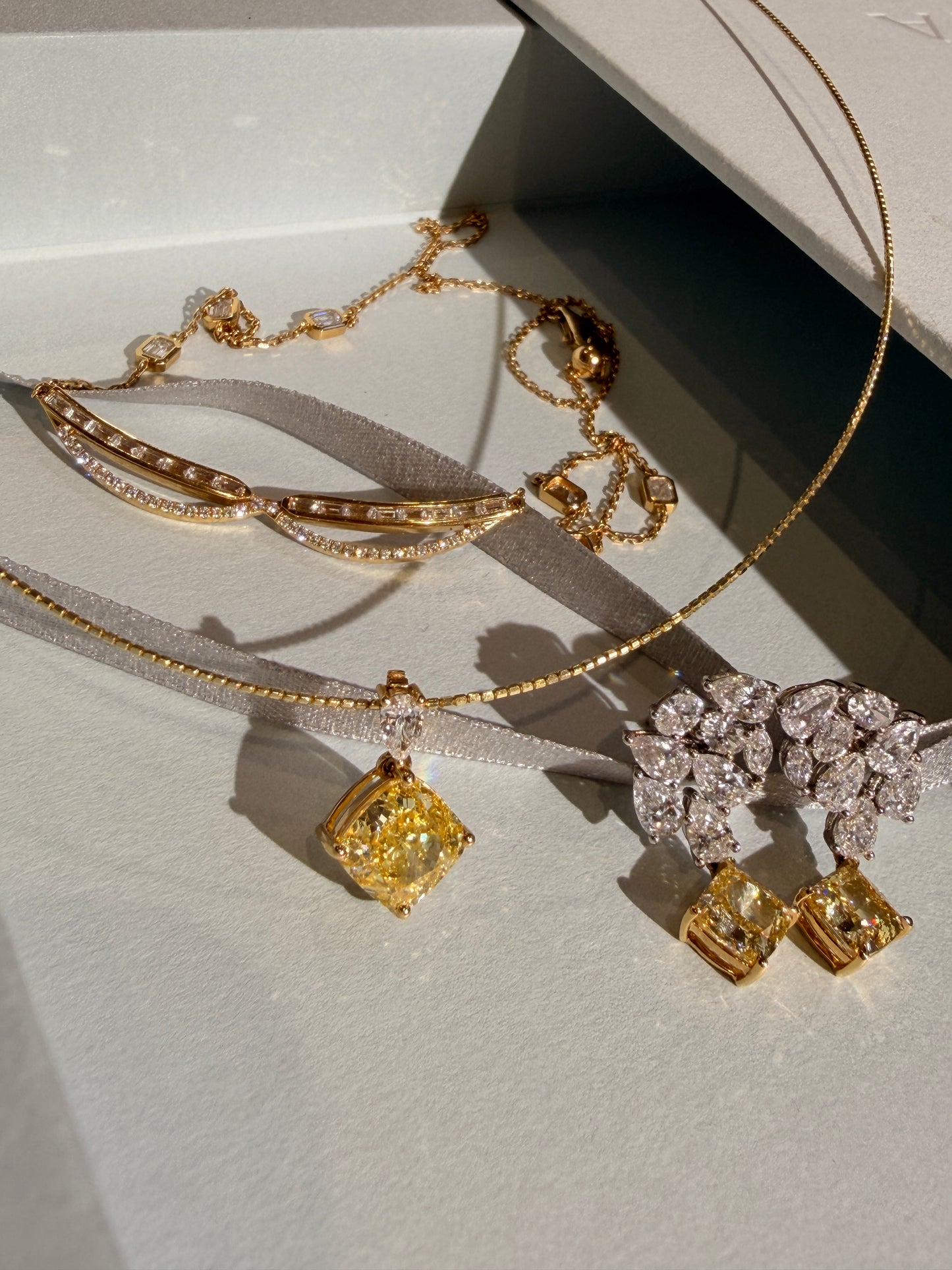 Shiningvivila lab grown luck yellow diamonds necklace (yellow pendant can be taken off)