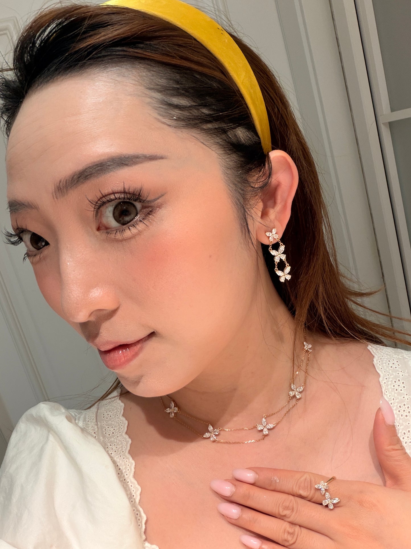 Shiningvivila lab grown diamonds since earrings 18 k solid gold Butterfly in Motion Triple Drop Earrings