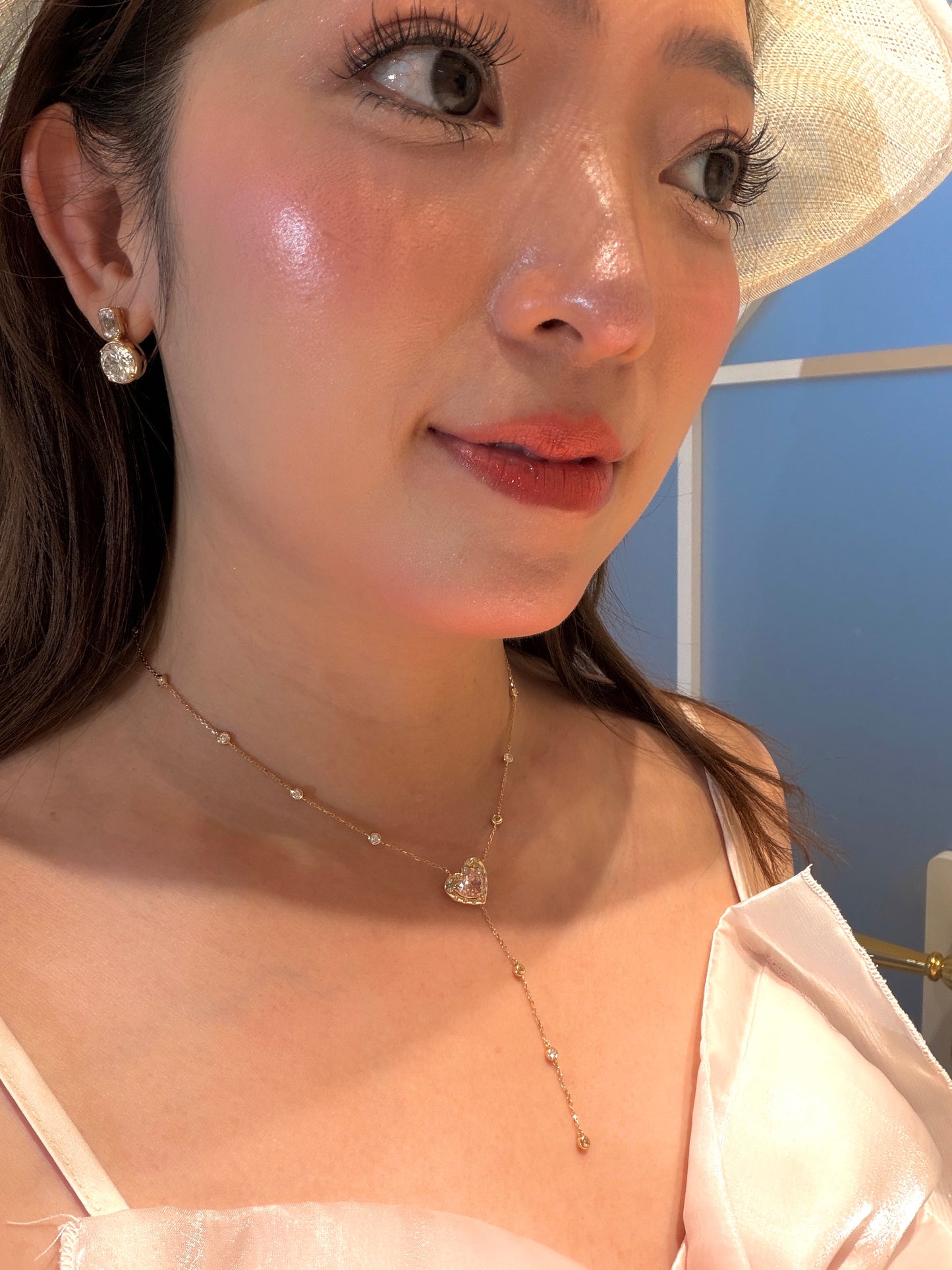 The Floating Love Bloom (2 carats Heart lab grown pink diamond )Necklace