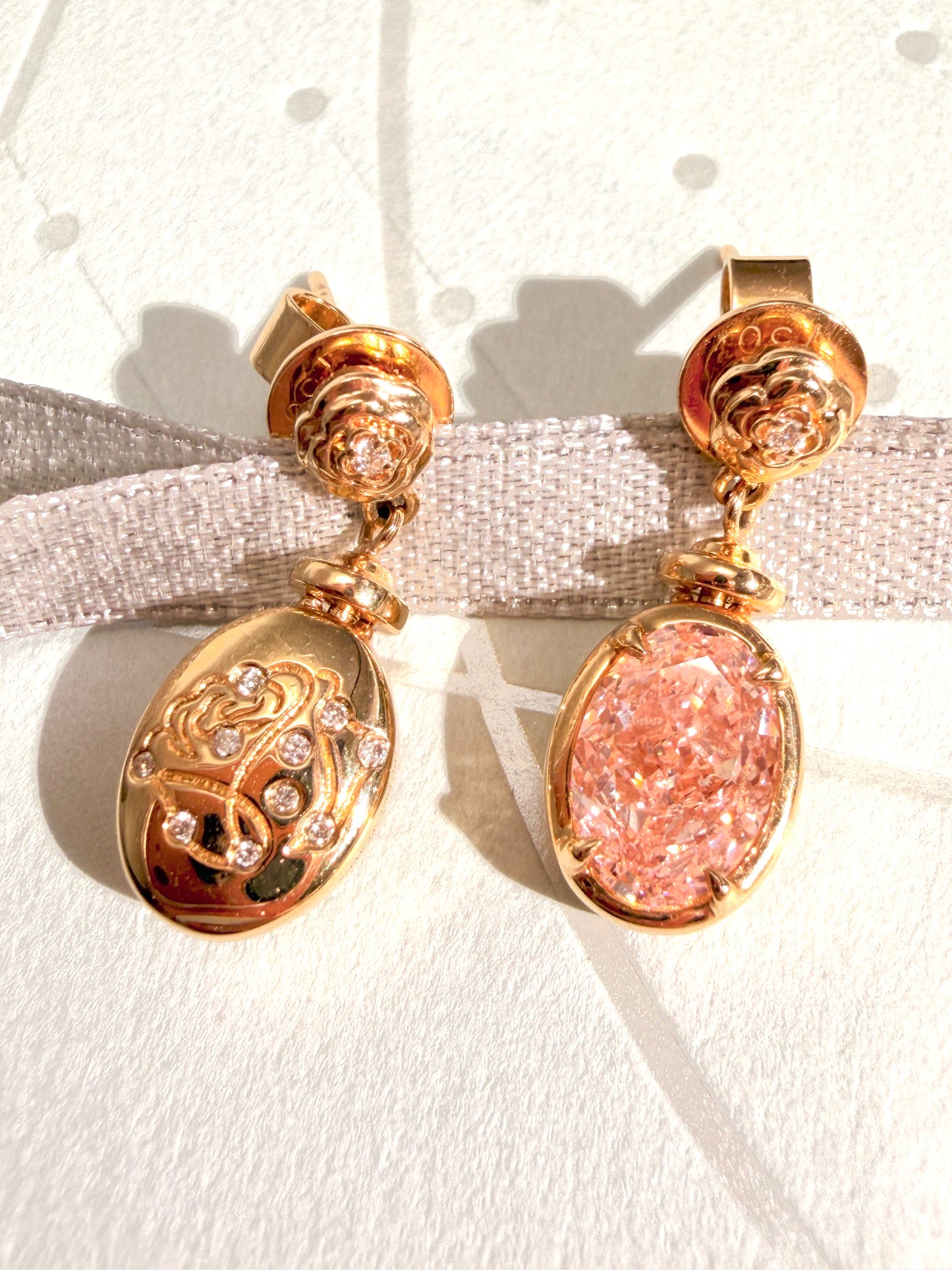 Reversible Pink Secret Bloom Earrings (flip and can wear it two sides)