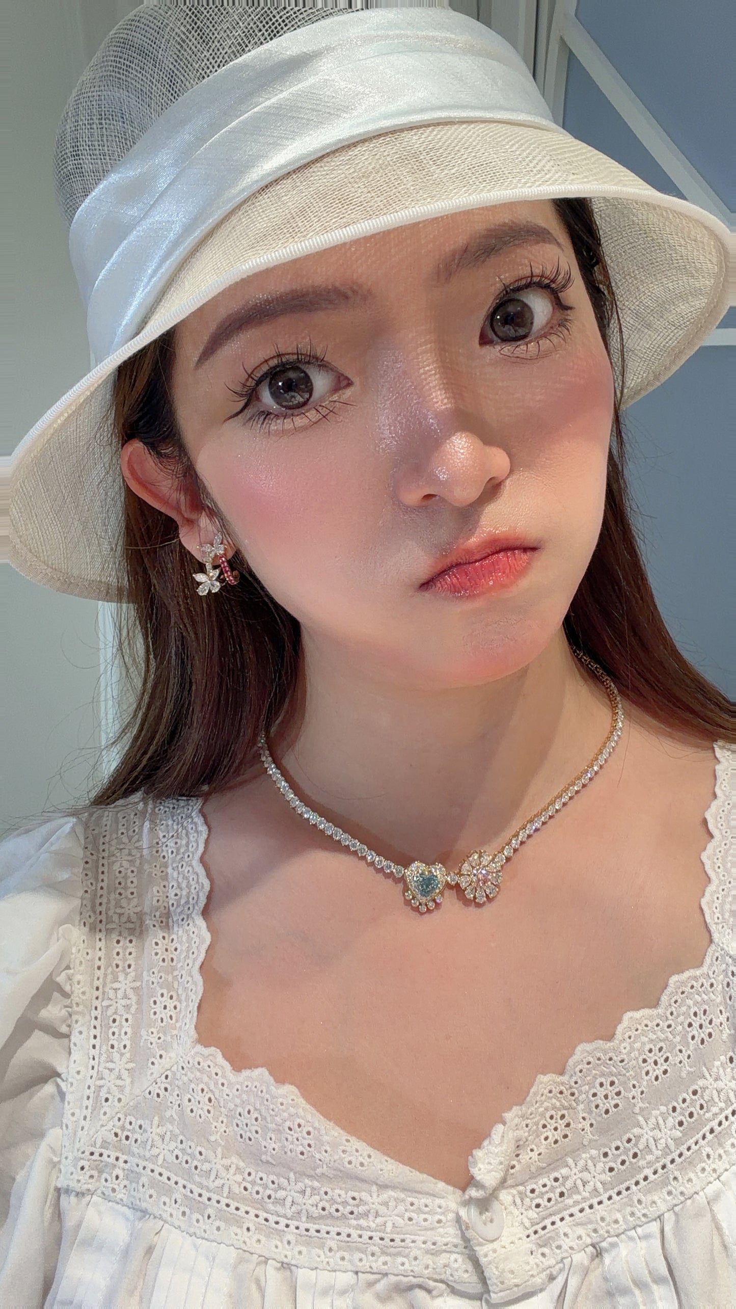 Shiningvivila Pink Aura Butterfly Bloom Lab Grown Diamonds Earrings