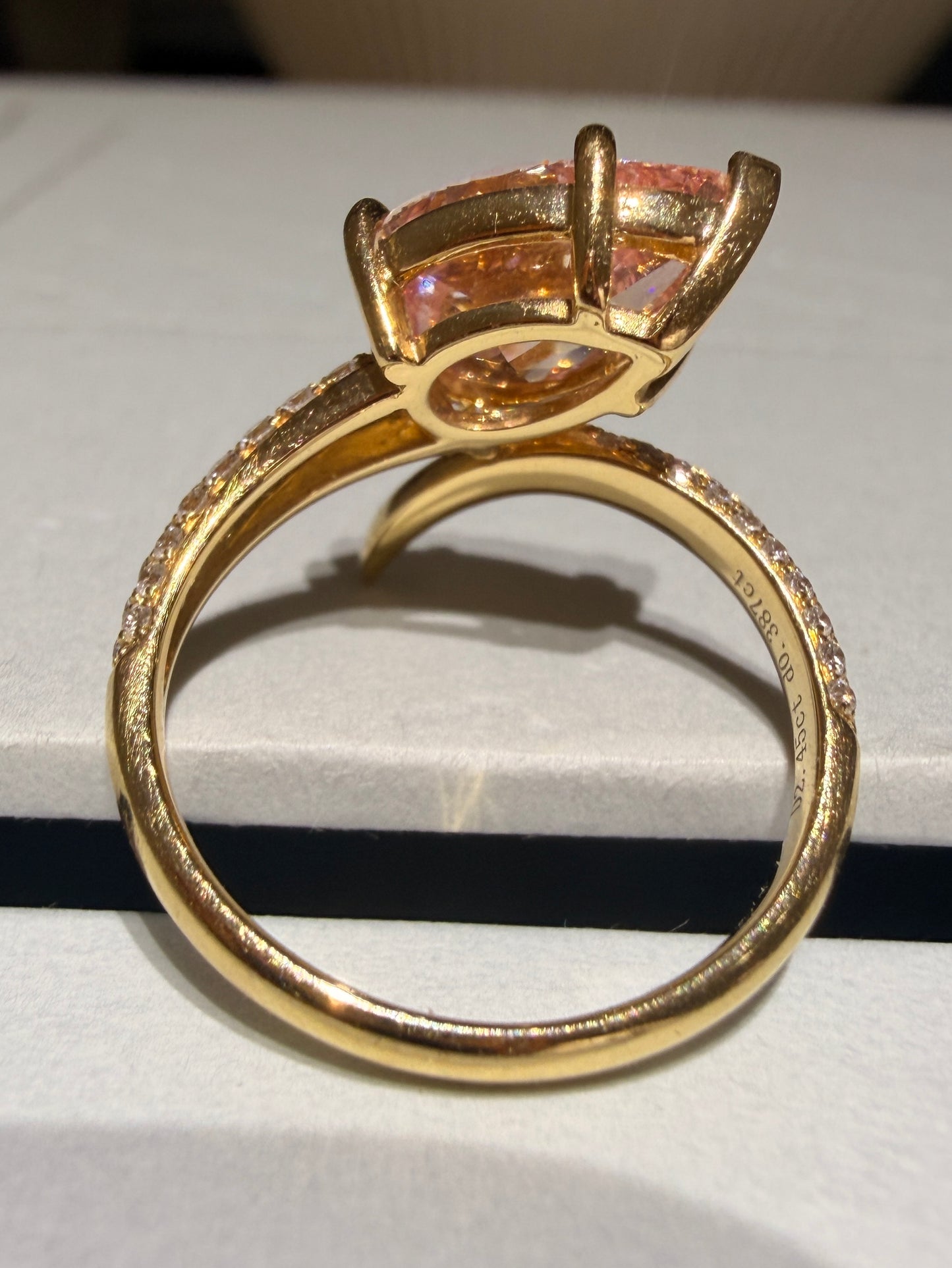 2.45 Carats Pink Lab Grown diamonds with paved diamond Ring