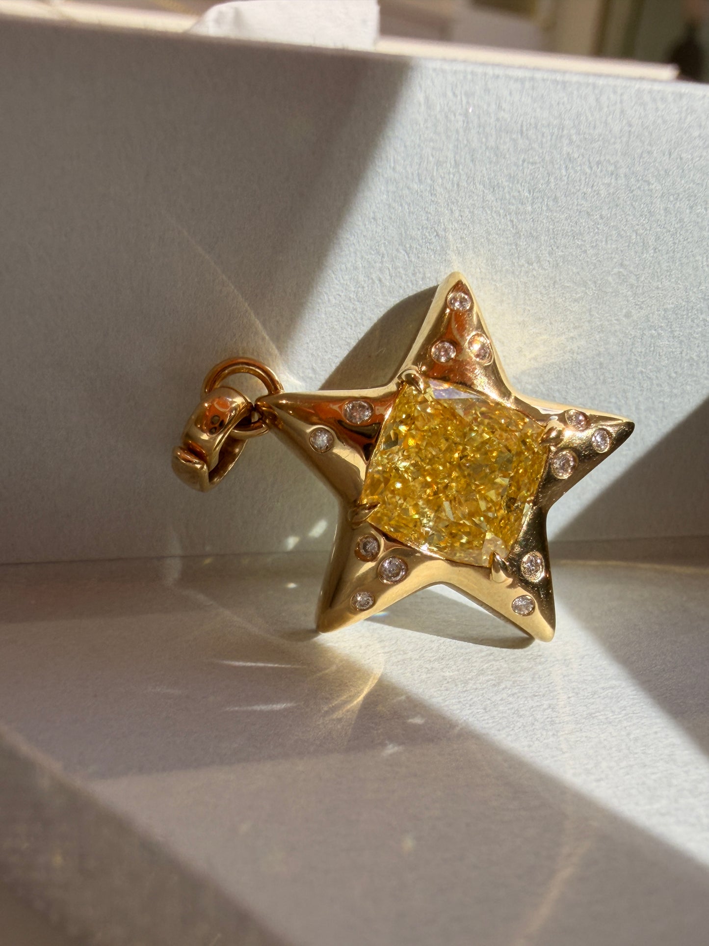Aurora Star Lab Grown Fancy yellow Diamond Pendant