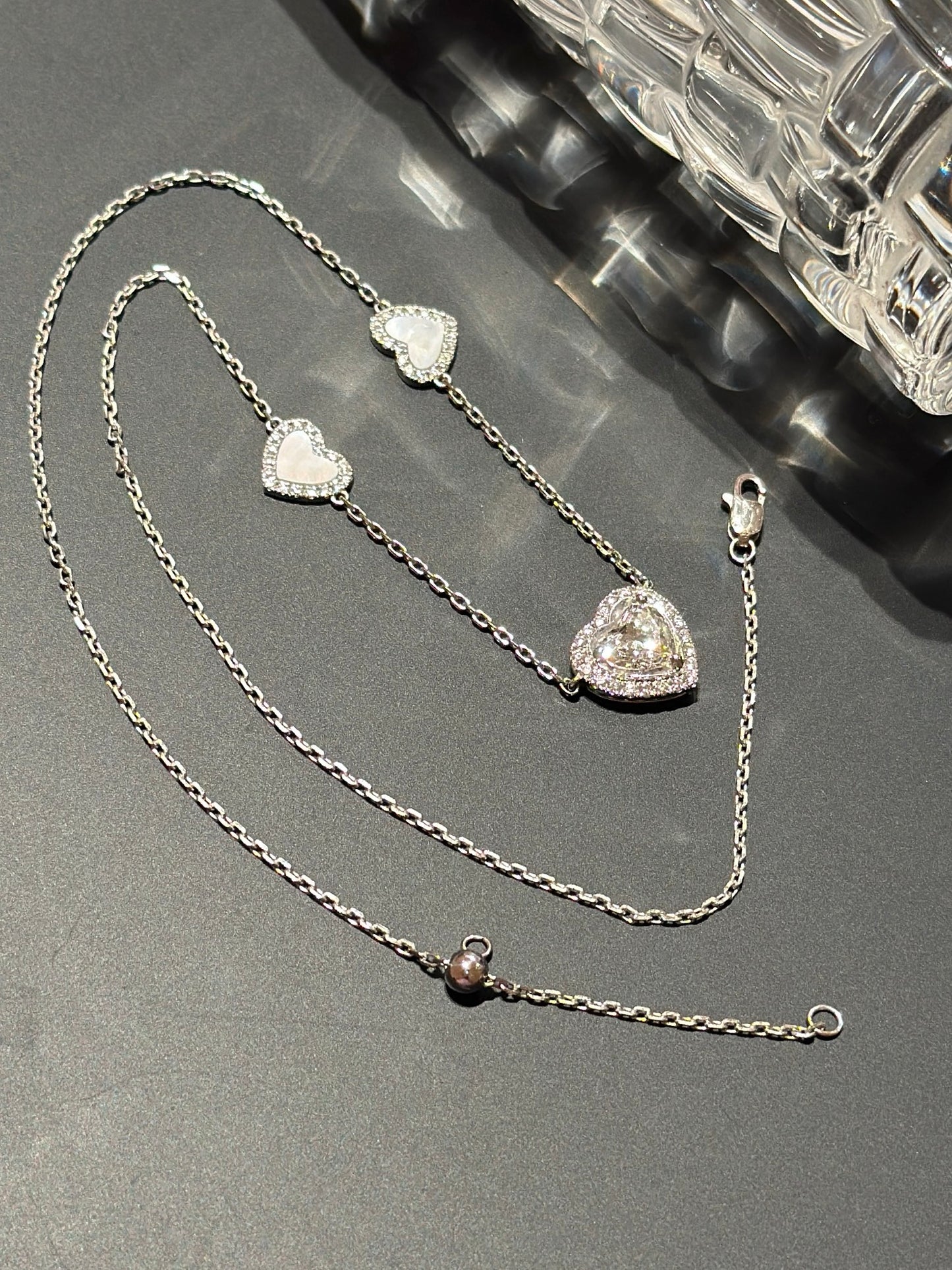 Lab grown diamonds sweet heart shiny gold necklace(PT950)