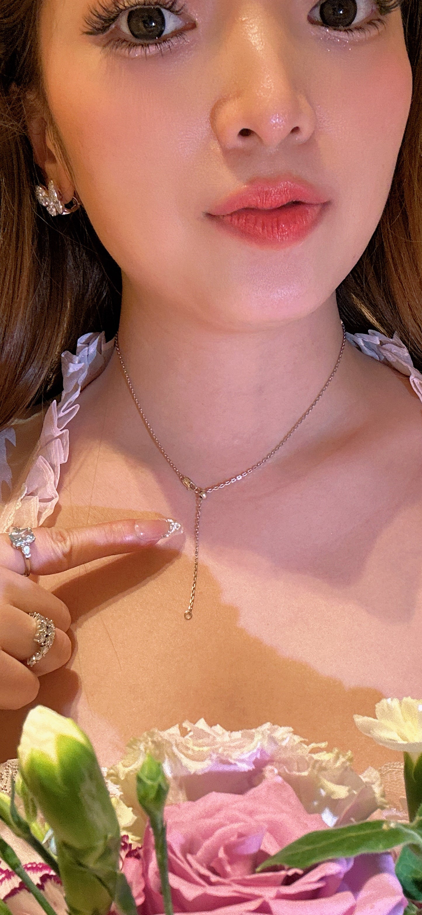 Lab grown diamonds sweet heart shiny gold necklace(PT950)