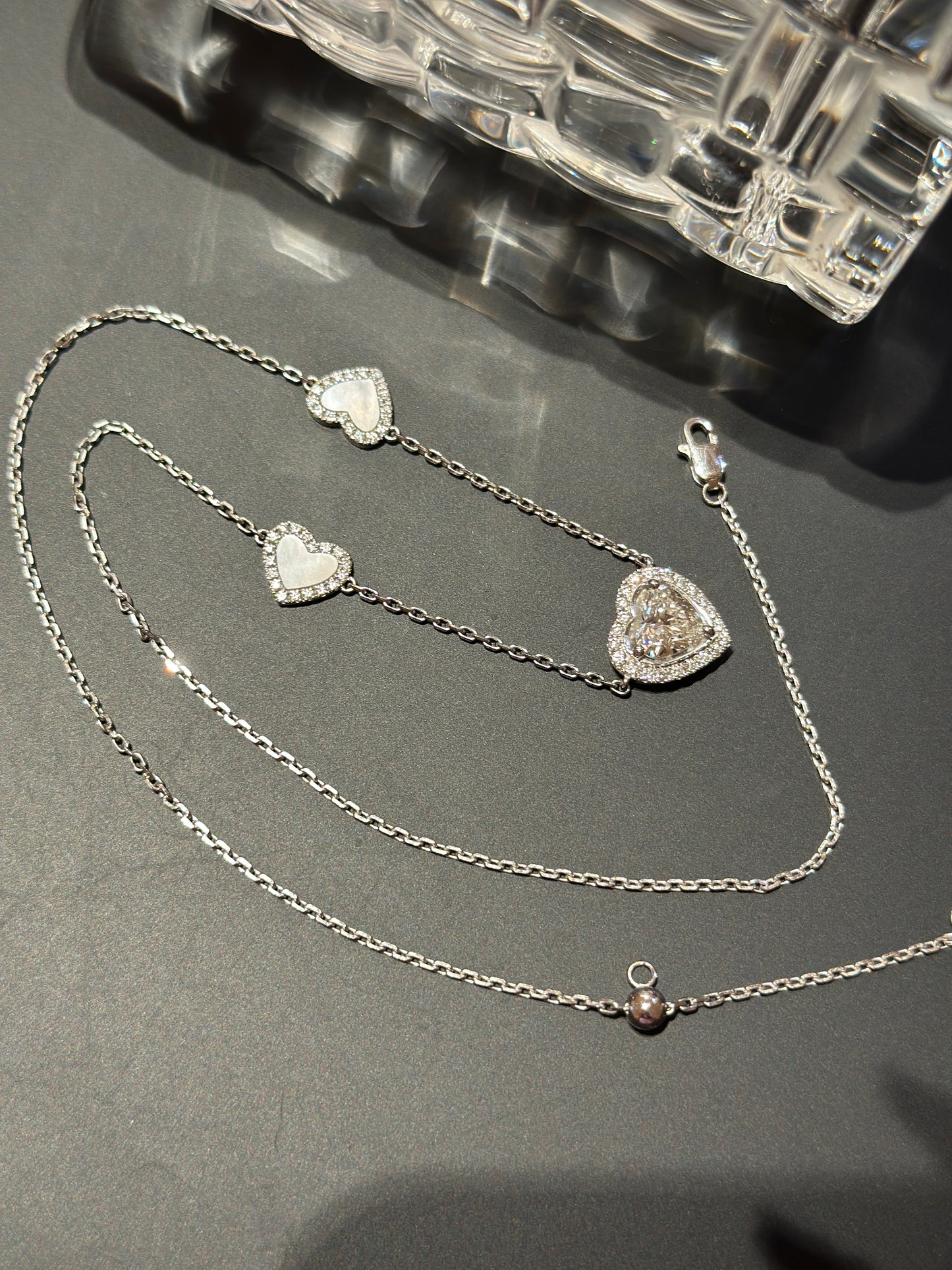 Lab grown diamonds sweet heart shiny gold necklace(PT950)