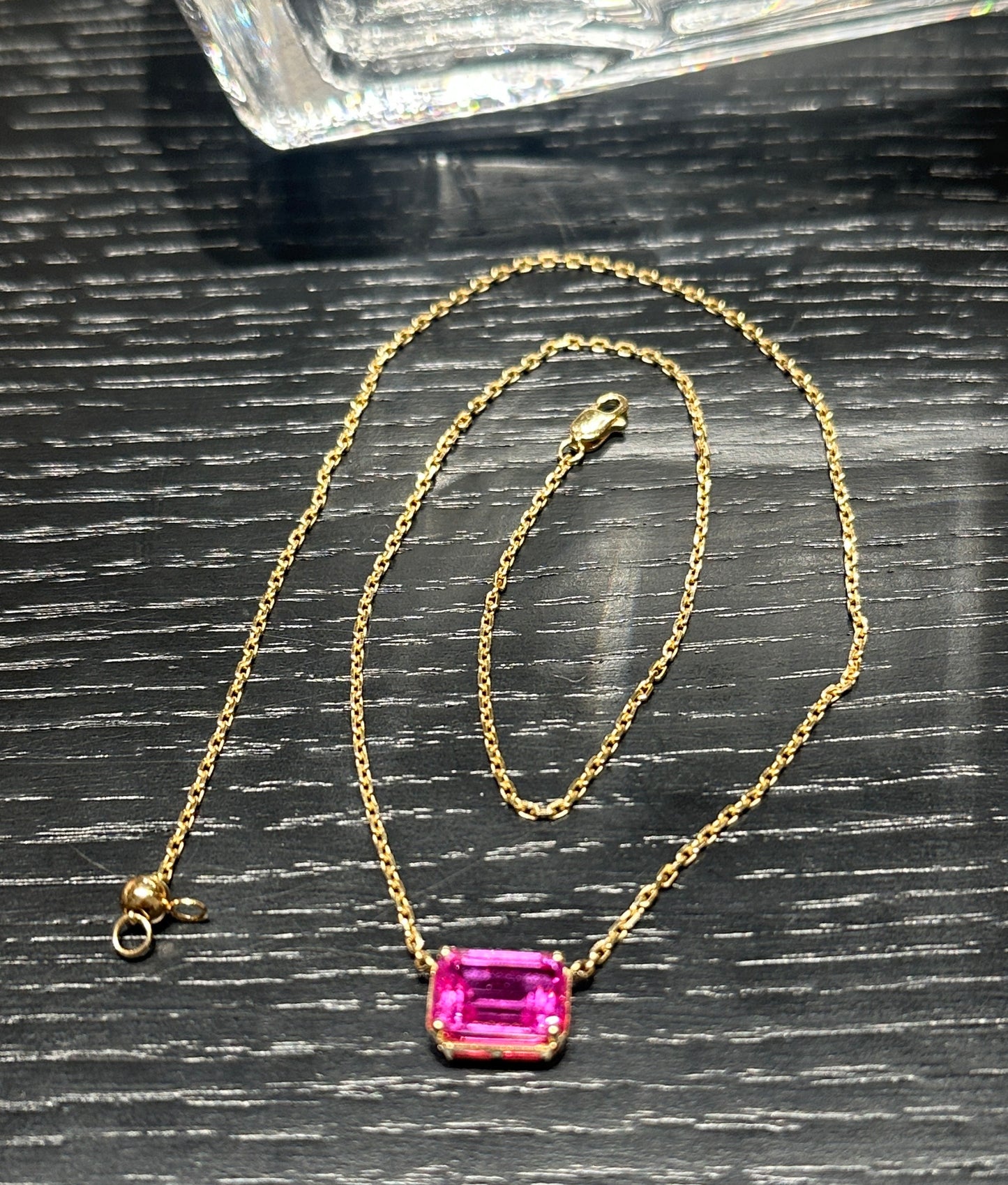 Lab grown pink sapphire princess necklace(18K GOLD)