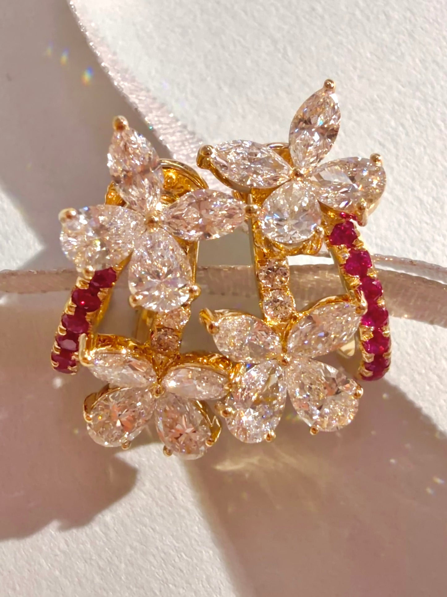 Shiningvivila Pink Aura Butterfly Bloom Lab Grown Diamonds Earrings