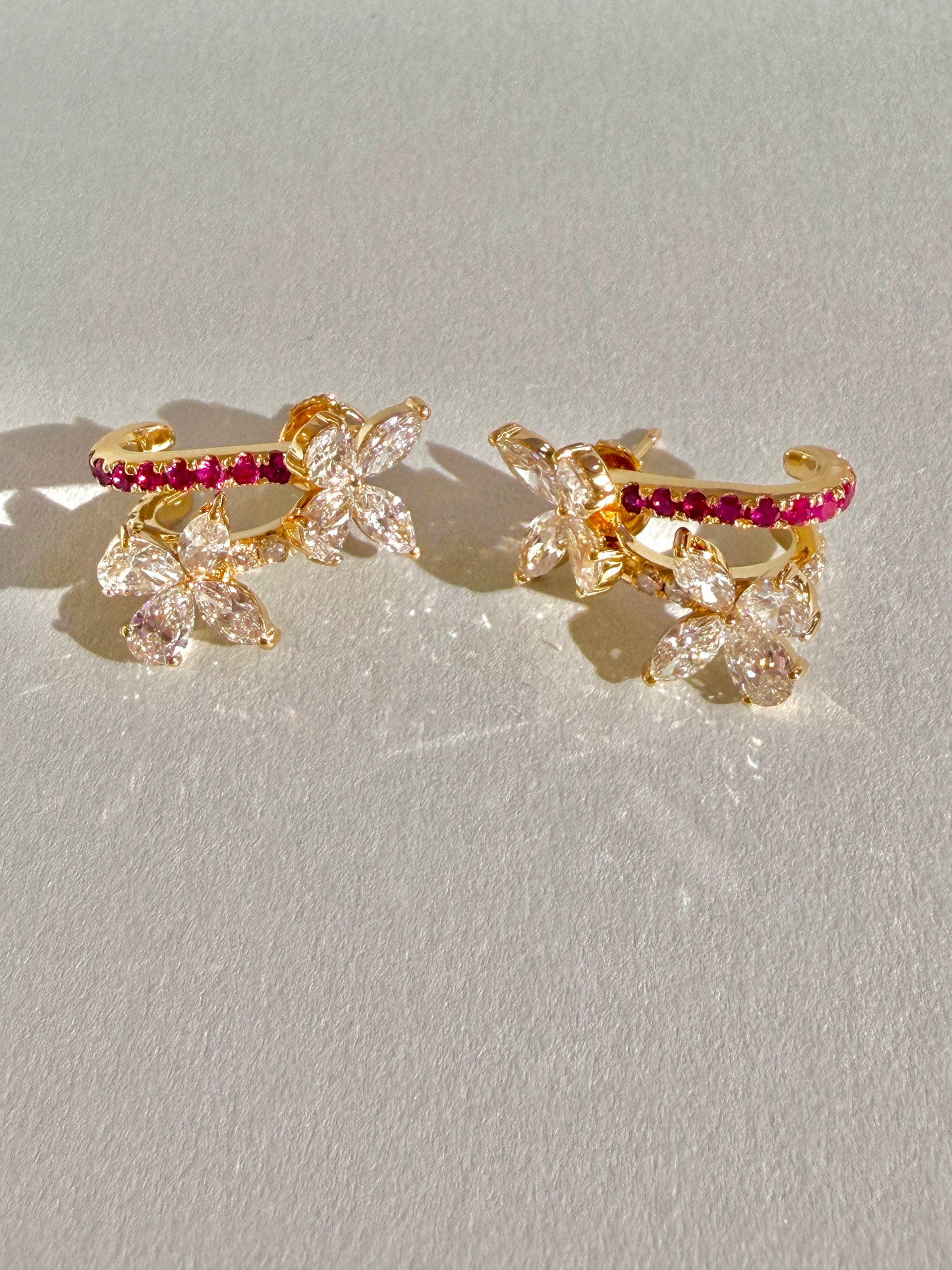Shiningvivila Pink Aura Butterfly Bloom Lab Grown Diamonds Earrings