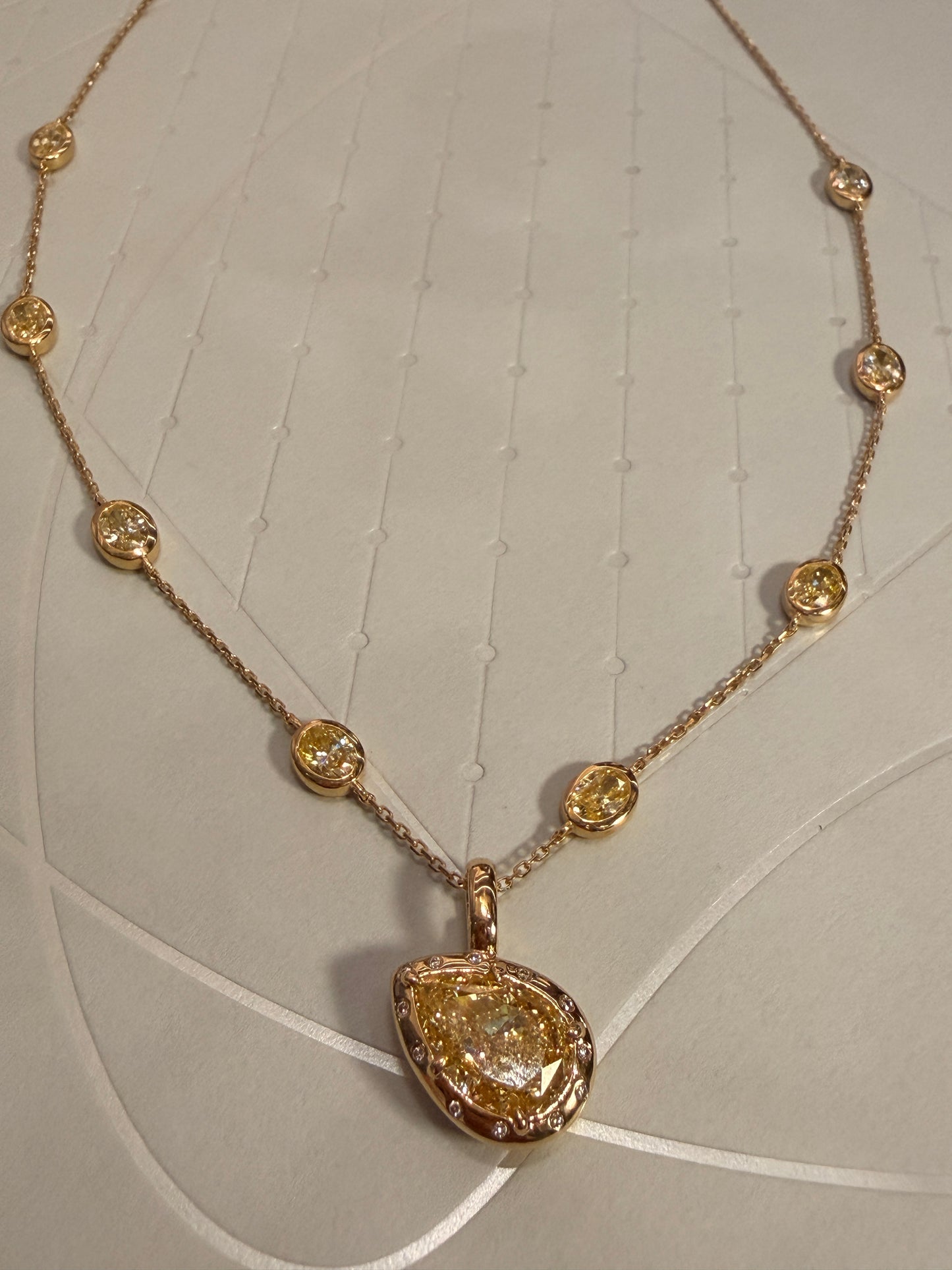 Shiningvivila lab grown fancy yellow pear diamond pendant (chains are not included)