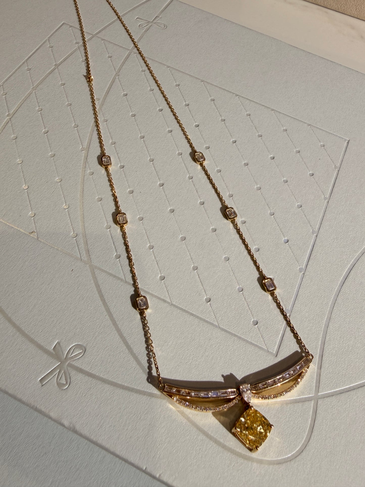 Shiningvivila lab grown luck yellow diamonds necklace (yellow pendant can be taken off)