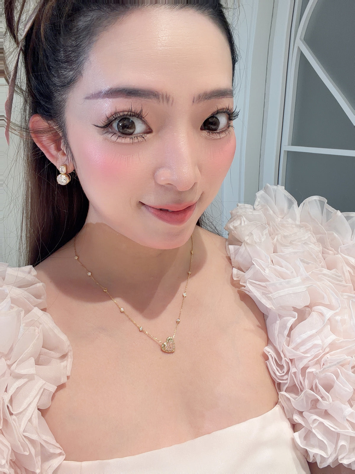 The Floating Love Bloom (2 carats Heart lab grown pink diamond )Necklace