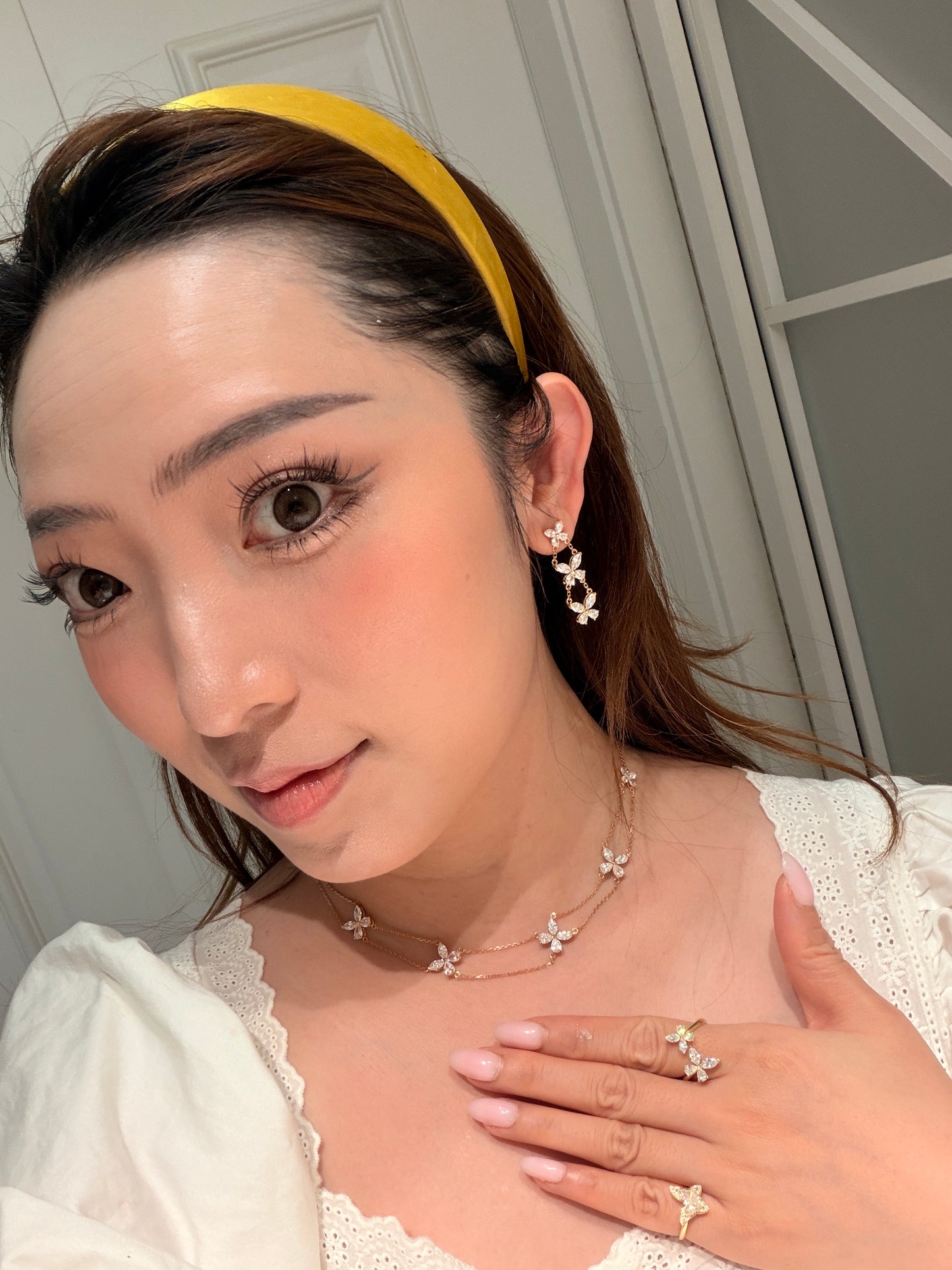 Shiningvivila lab grown diamonds since earrings 18 k solid gold Butterfly in Motion Triple Drop Earrings