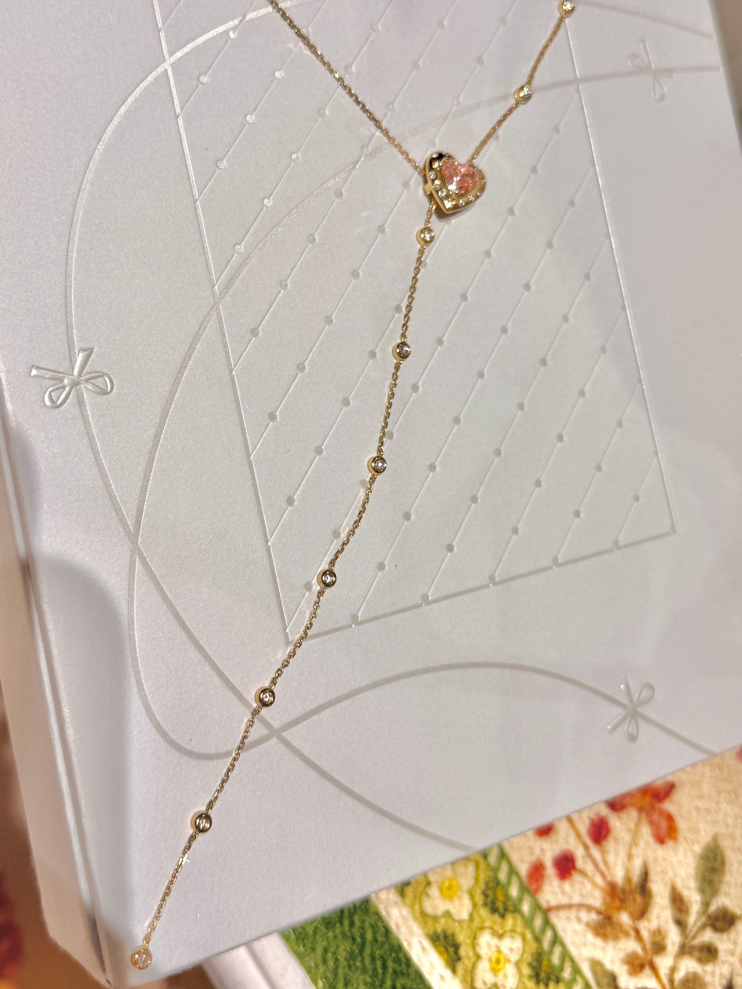 The Floating Love Bloom (2 carats Heart lab grown pink diamond )Necklace