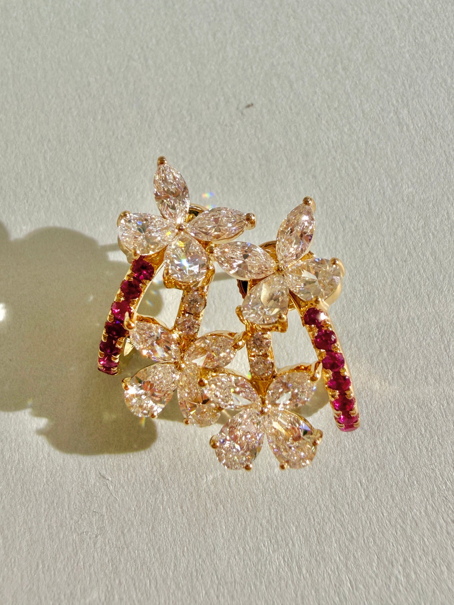 Shiningvivila Pink Aura Butterfly Bloom Lab Grown Diamonds Earrings
