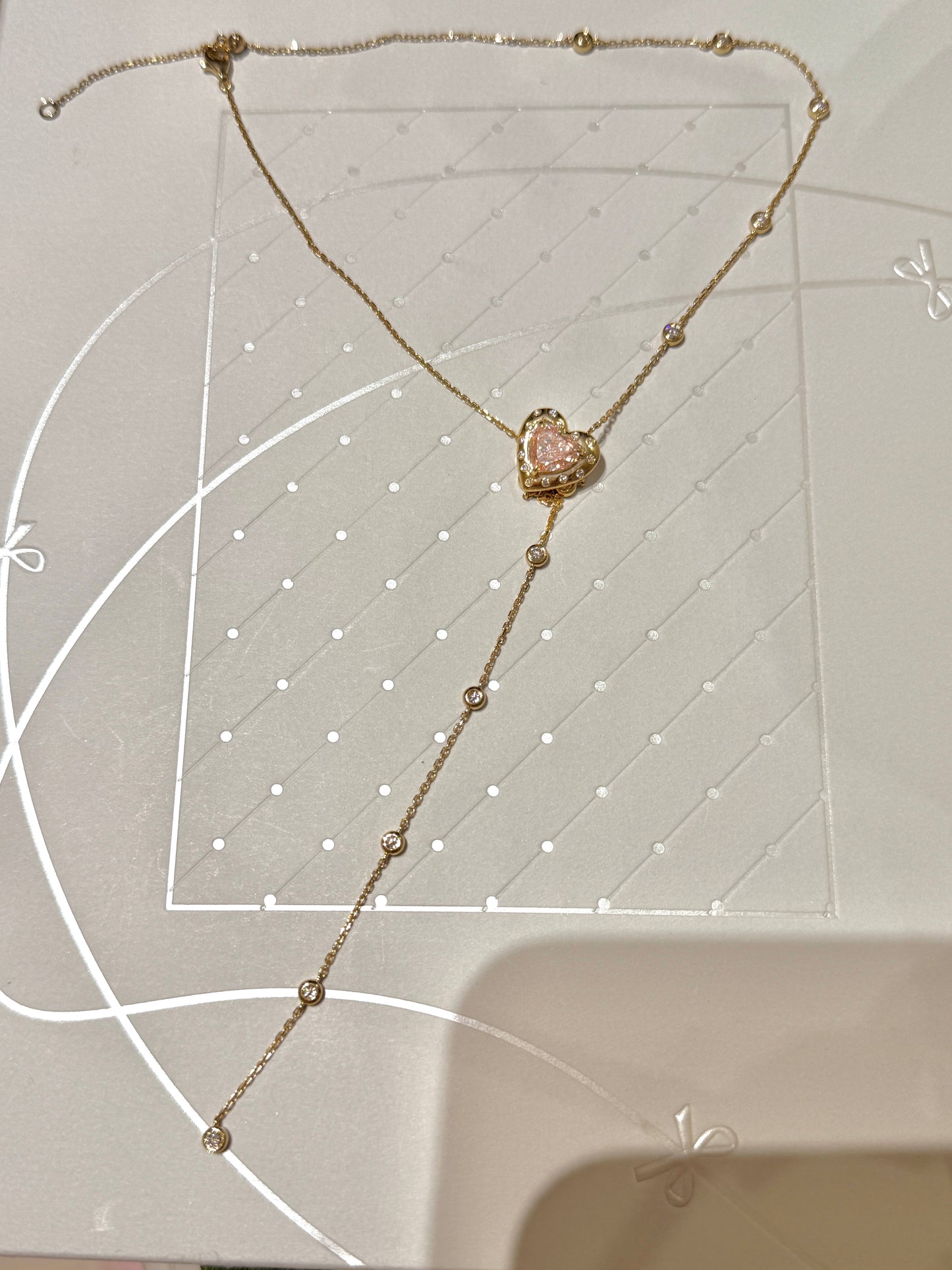 The Floating Love Bloom (2 carats Heart lab grown pink diamond )Necklace