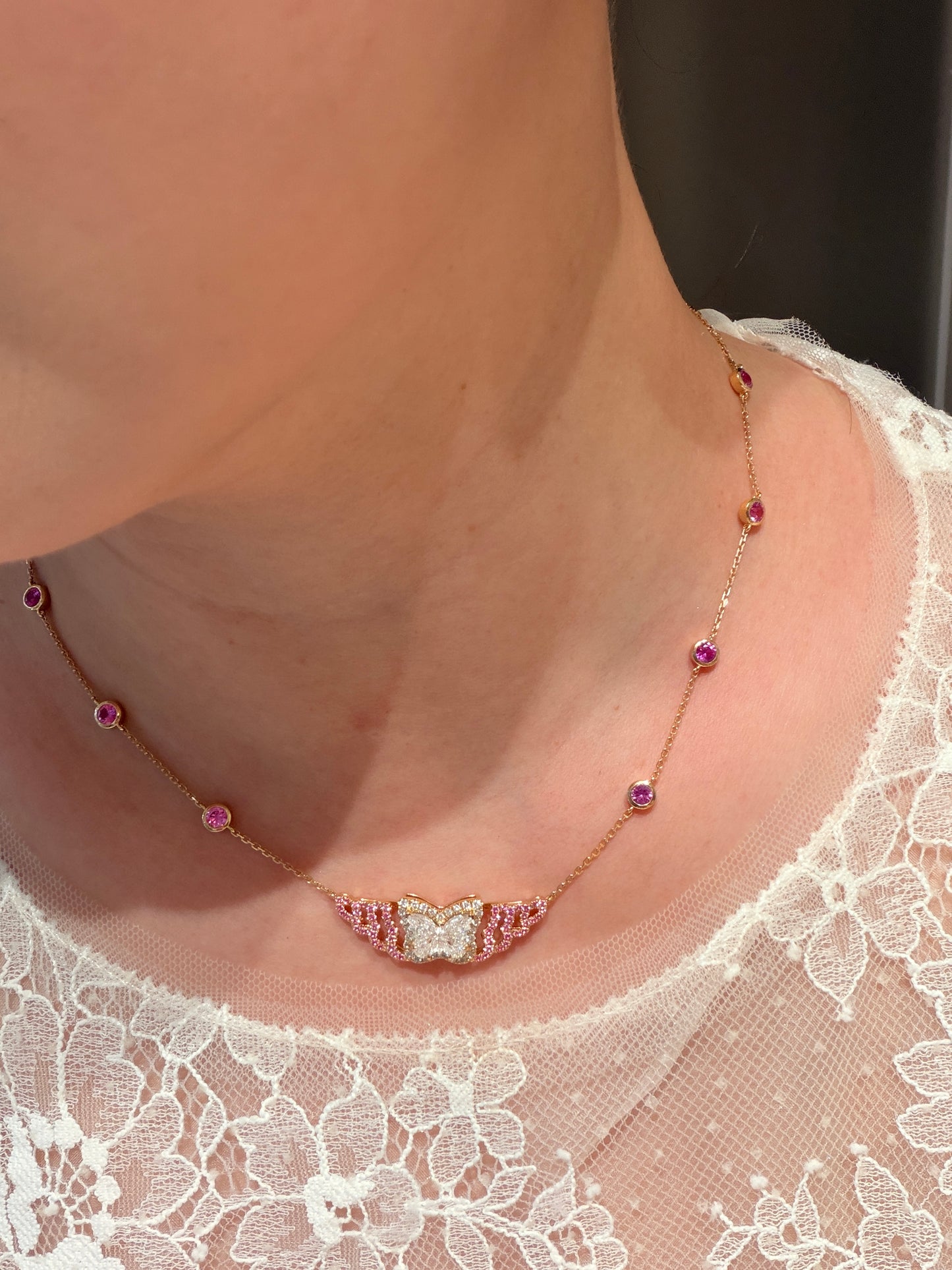 Pink Butterfly Whisper Necklace