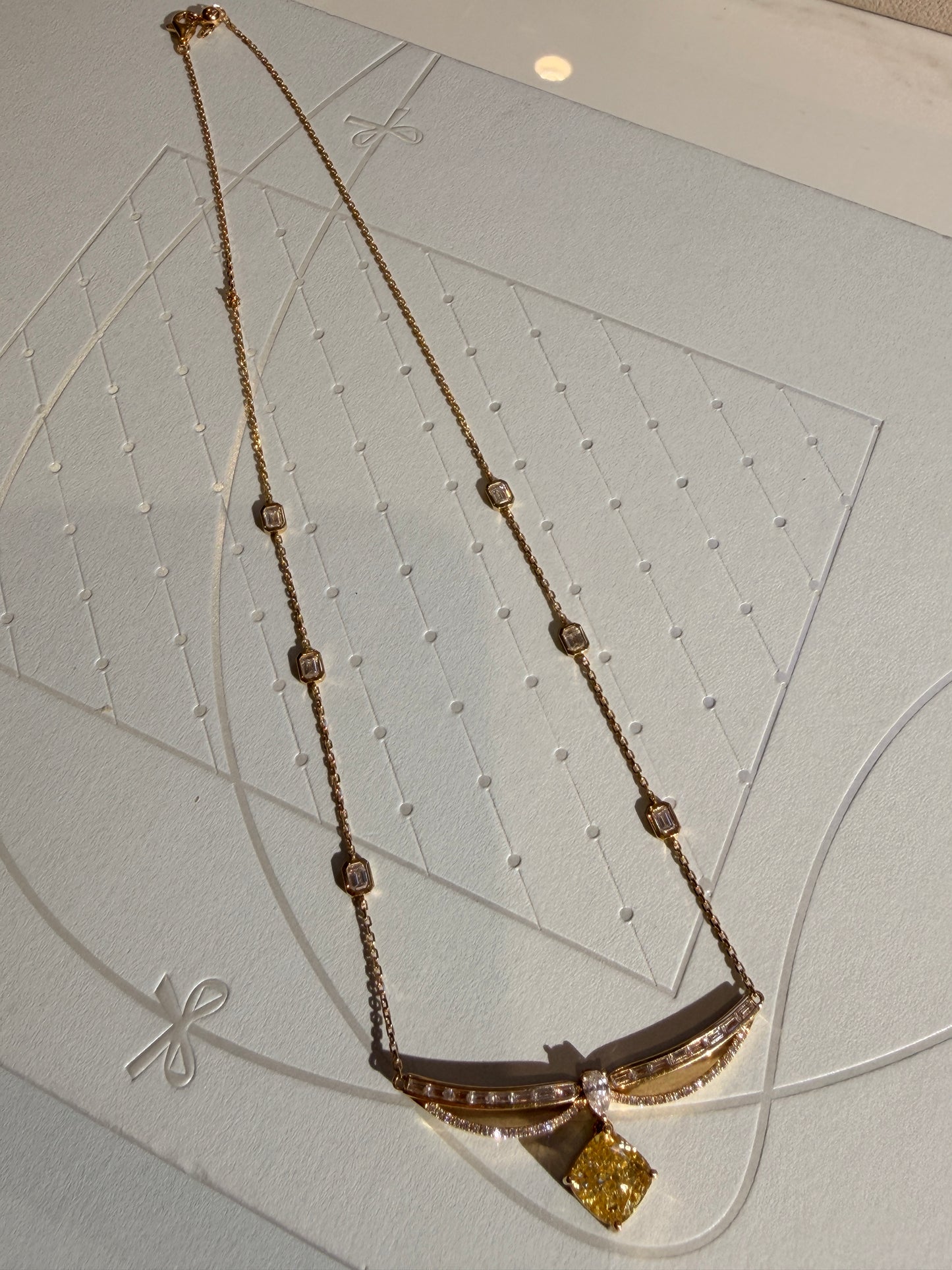 Shiningvivila lab grown luck yellow diamonds necklace (yellow pendant can be taken off)