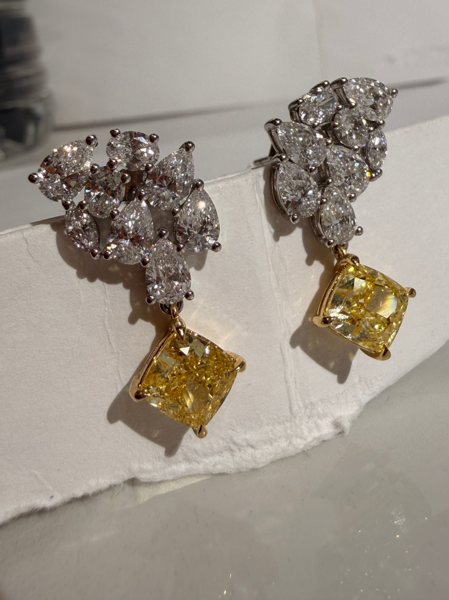 Shiningvivila lab grown luck yellow diamonds earrings