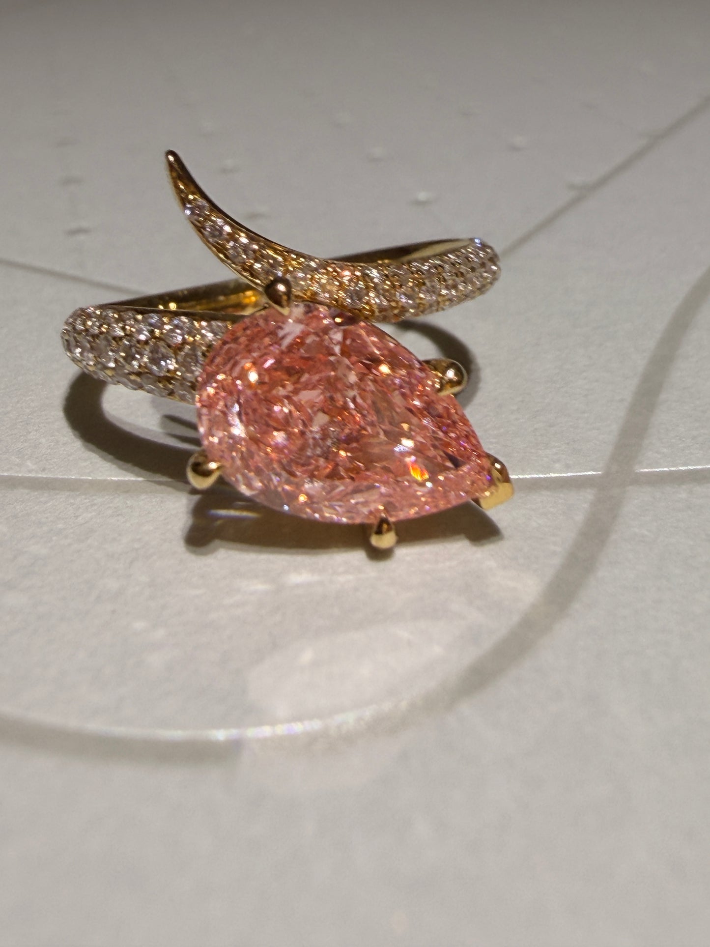 2.45 Carats Pink Lab Grown diamonds with paved diamond Ring