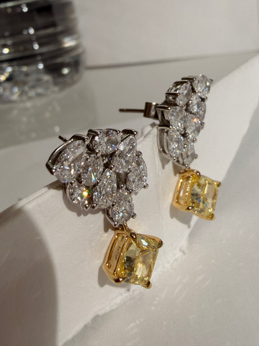 Shiningvivila lab grown luck yellow diamonds earrings