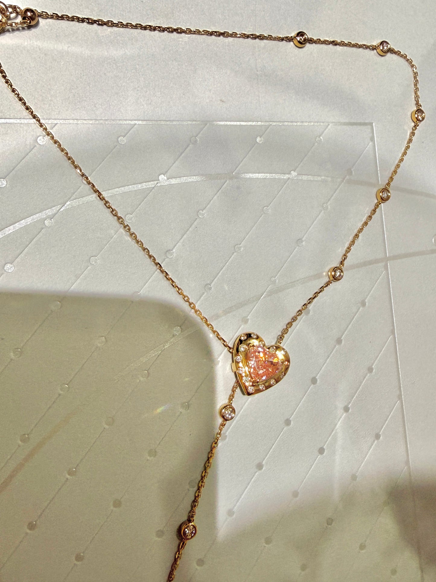 The Floating Love Bloom (2 carats Heart lab grown pink diamond )Necklace