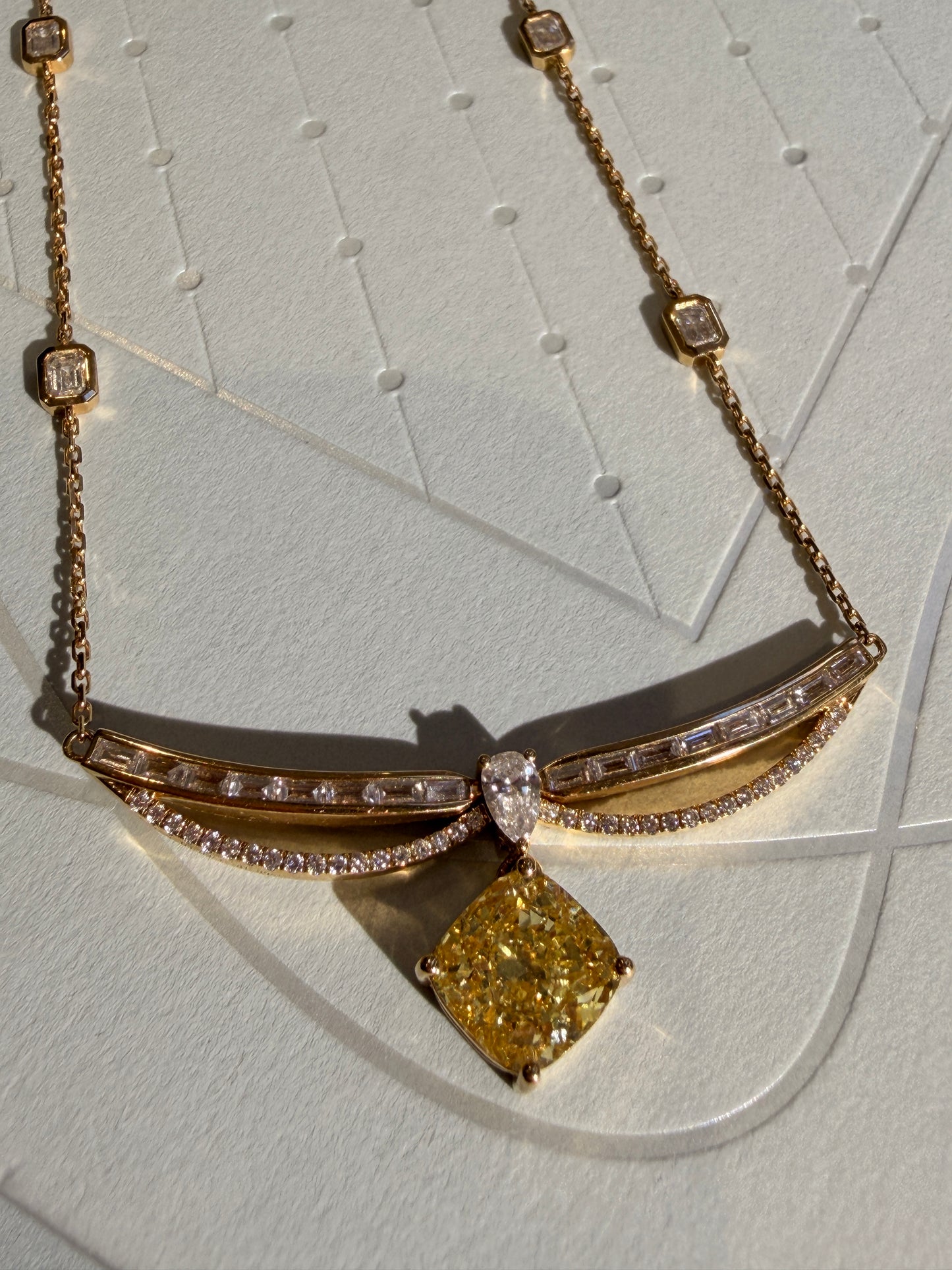 Shiningvivila lab grown luck yellow diamonds necklace (yellow pendant can be taken off)