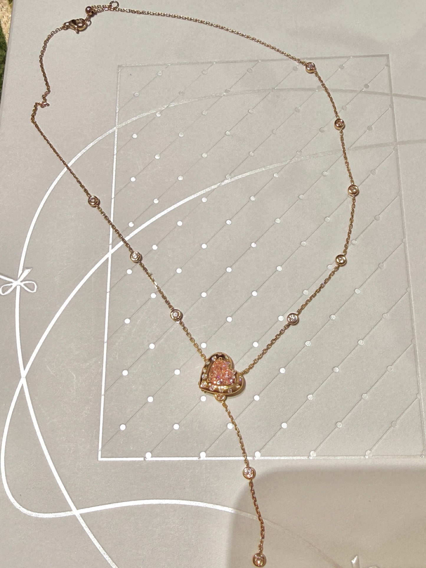 The Floating Love Bloom (2 carats Heart lab grown pink diamond )Necklace