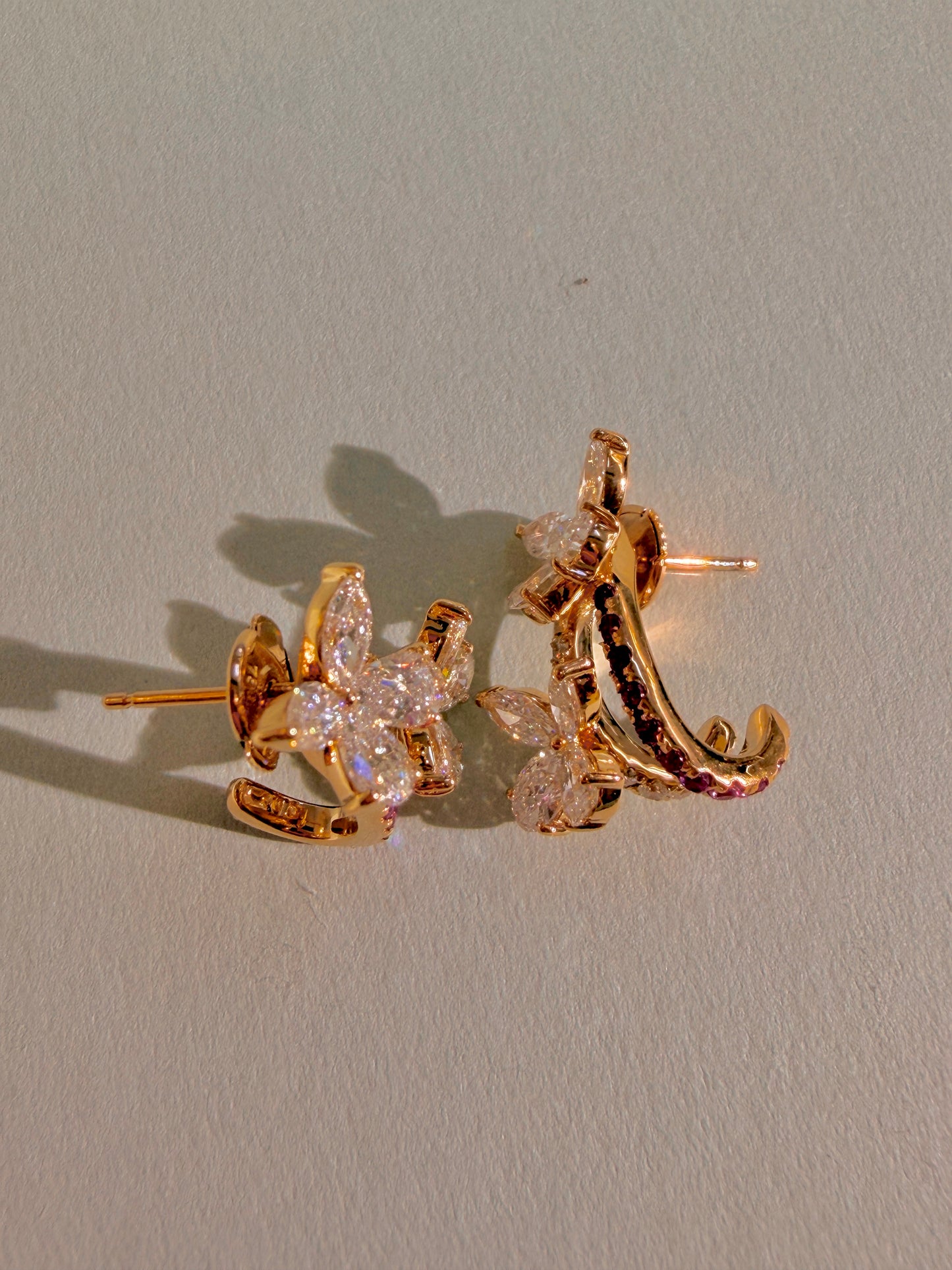 Shiningvivila Pink Aura Butterfly Bloom Lab Grown Diamonds Earrings