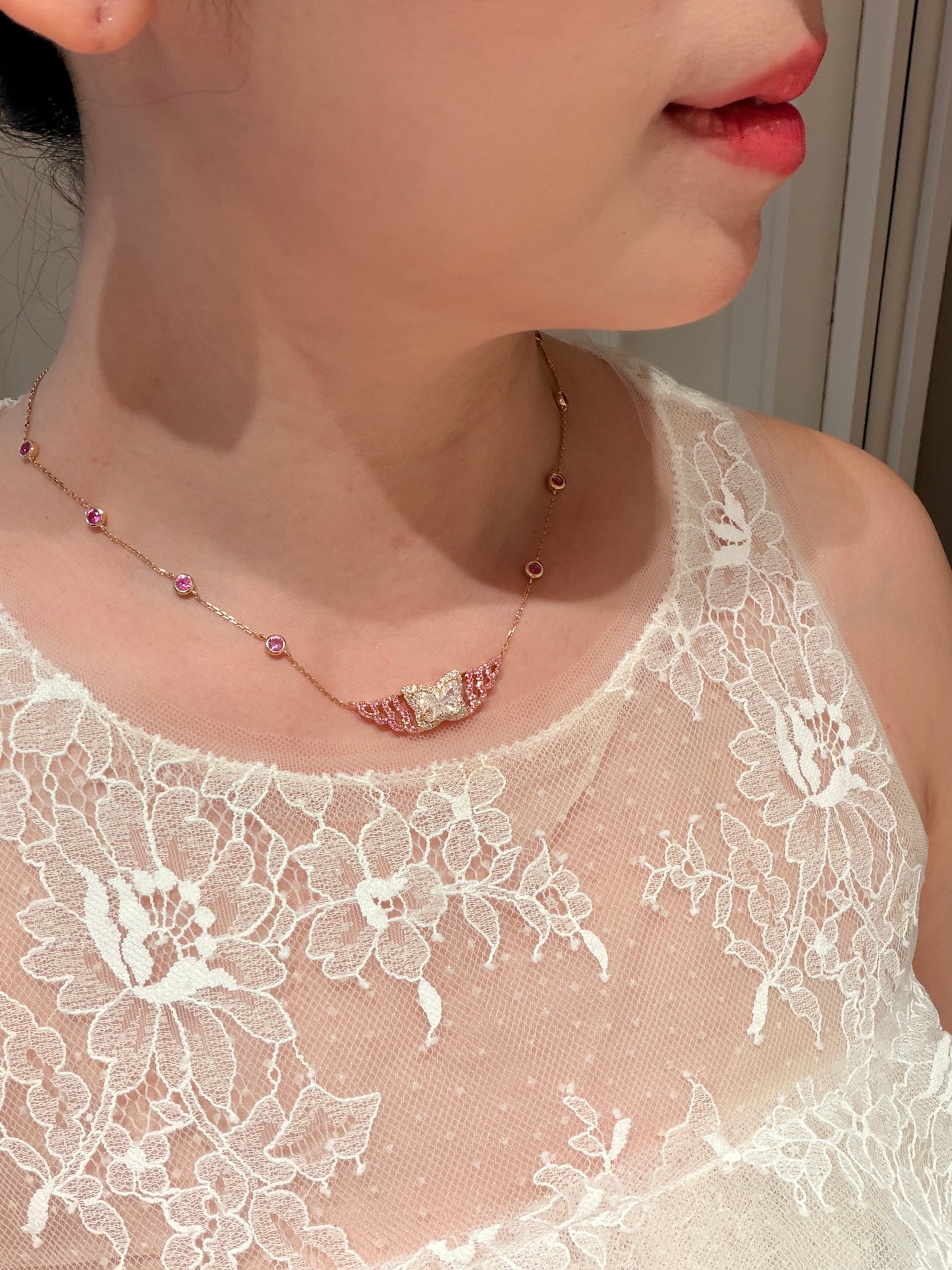 Pink Butterfly Whisper Necklace