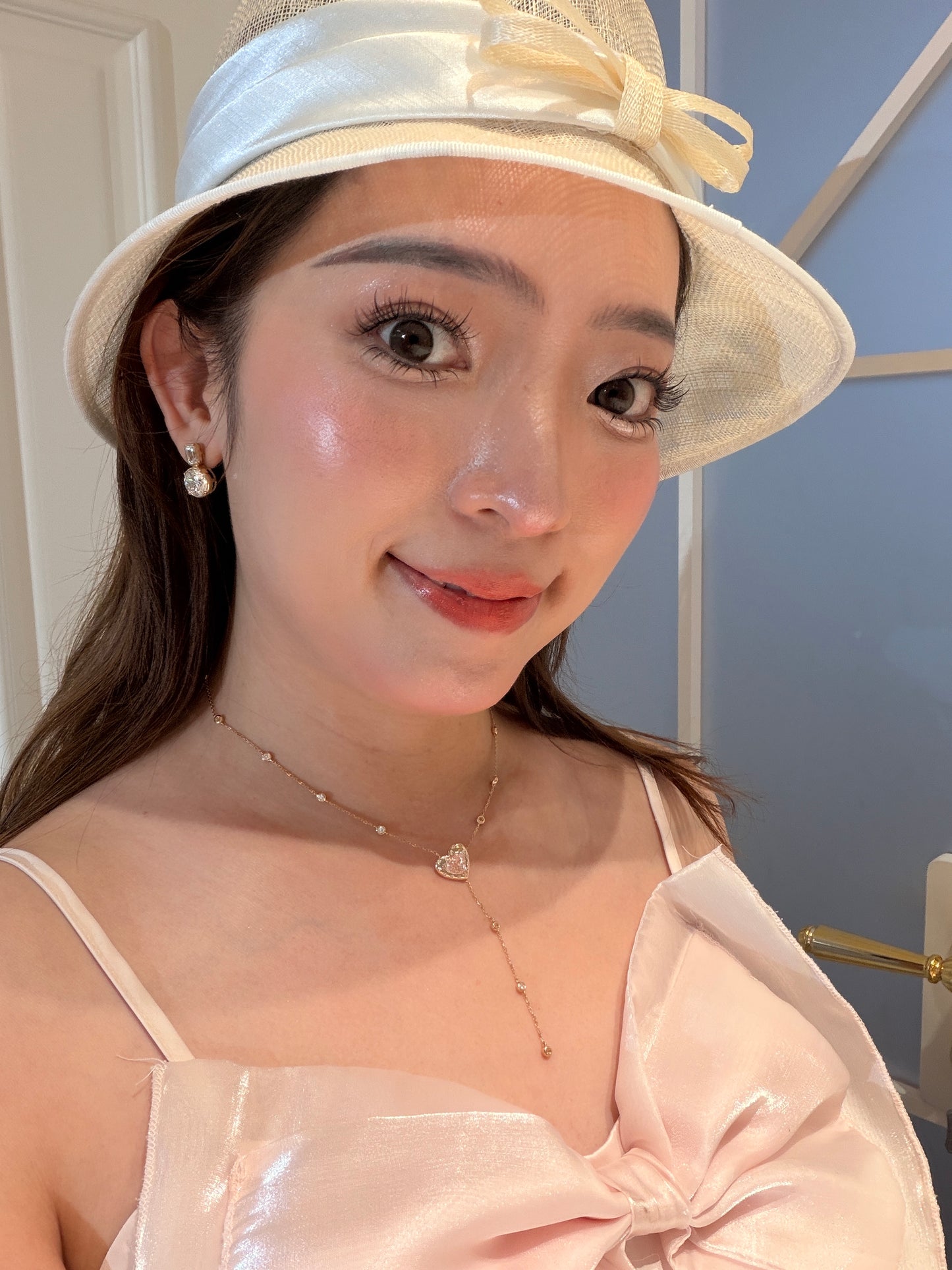 The Floating Love Bloom (2 carats Heart lab grown pink diamond )Necklace
