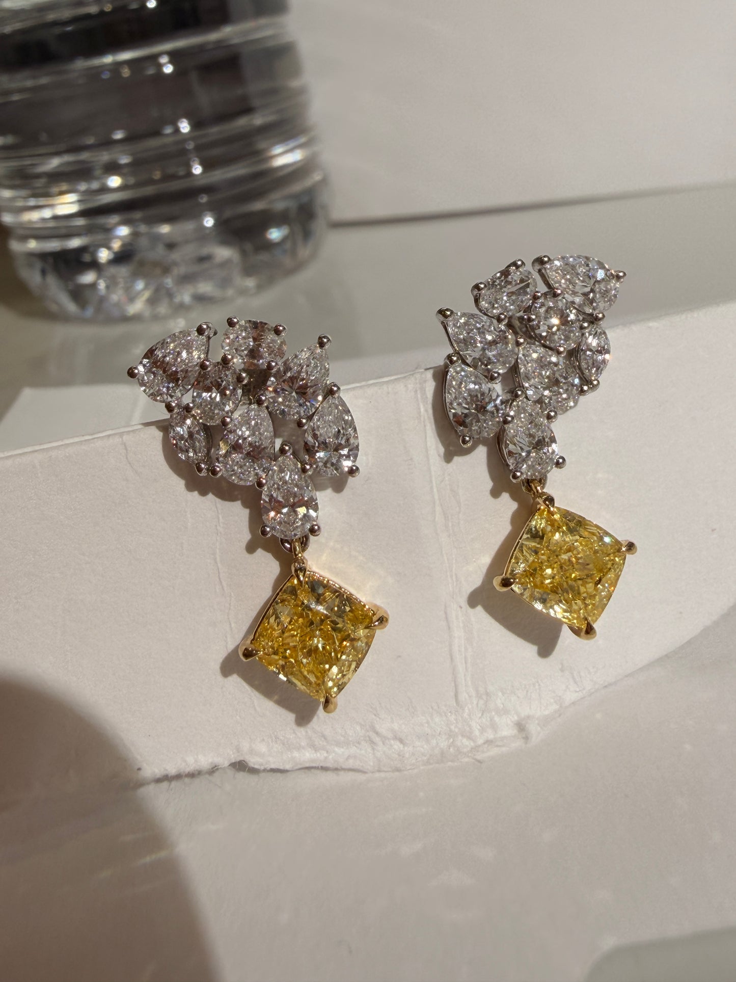 Shiningvivila lab grown luck yellow diamonds earrings