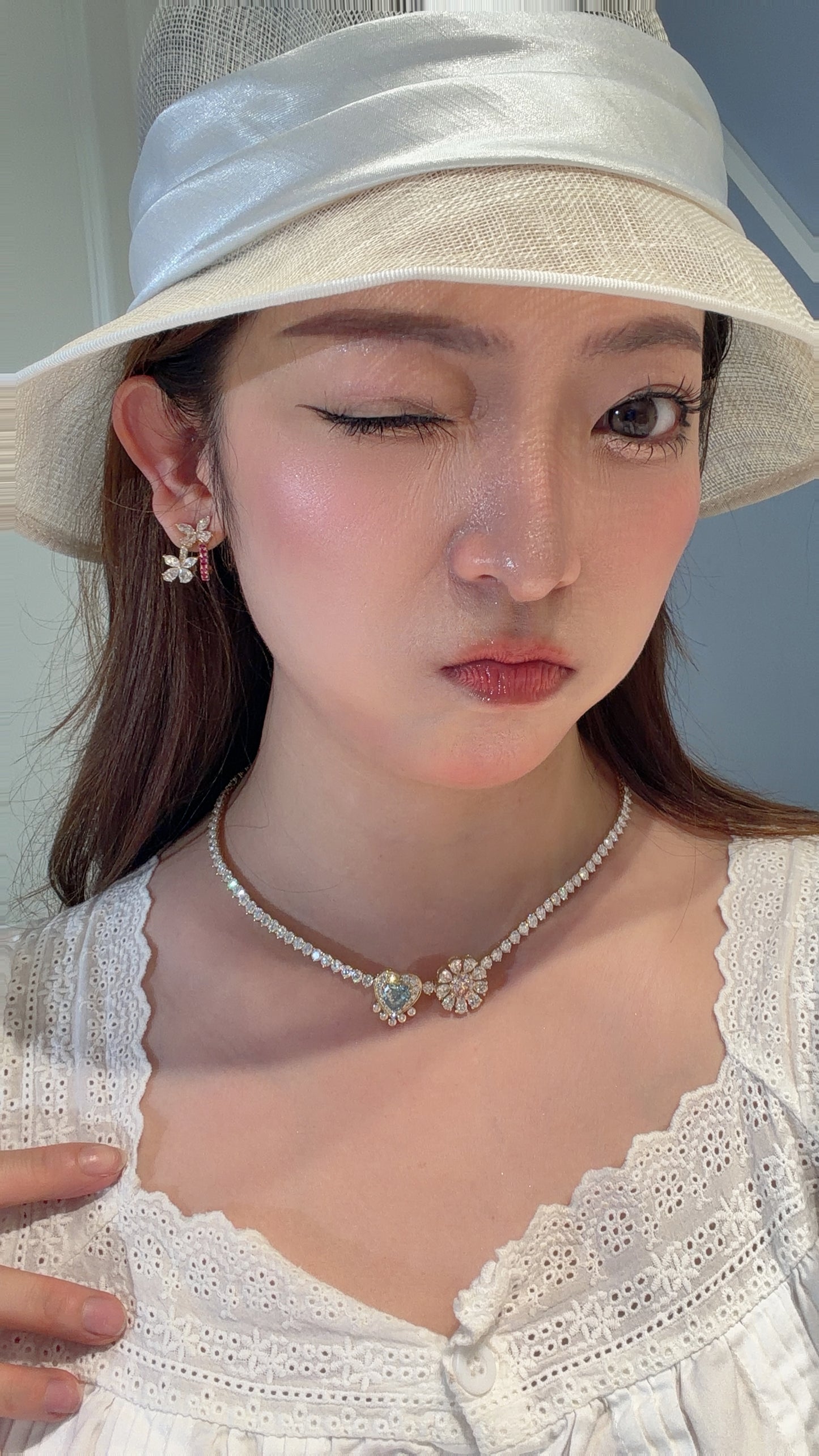 Shiningvivila Pink Aura Butterfly Bloom Lab Grown Diamonds Earrings