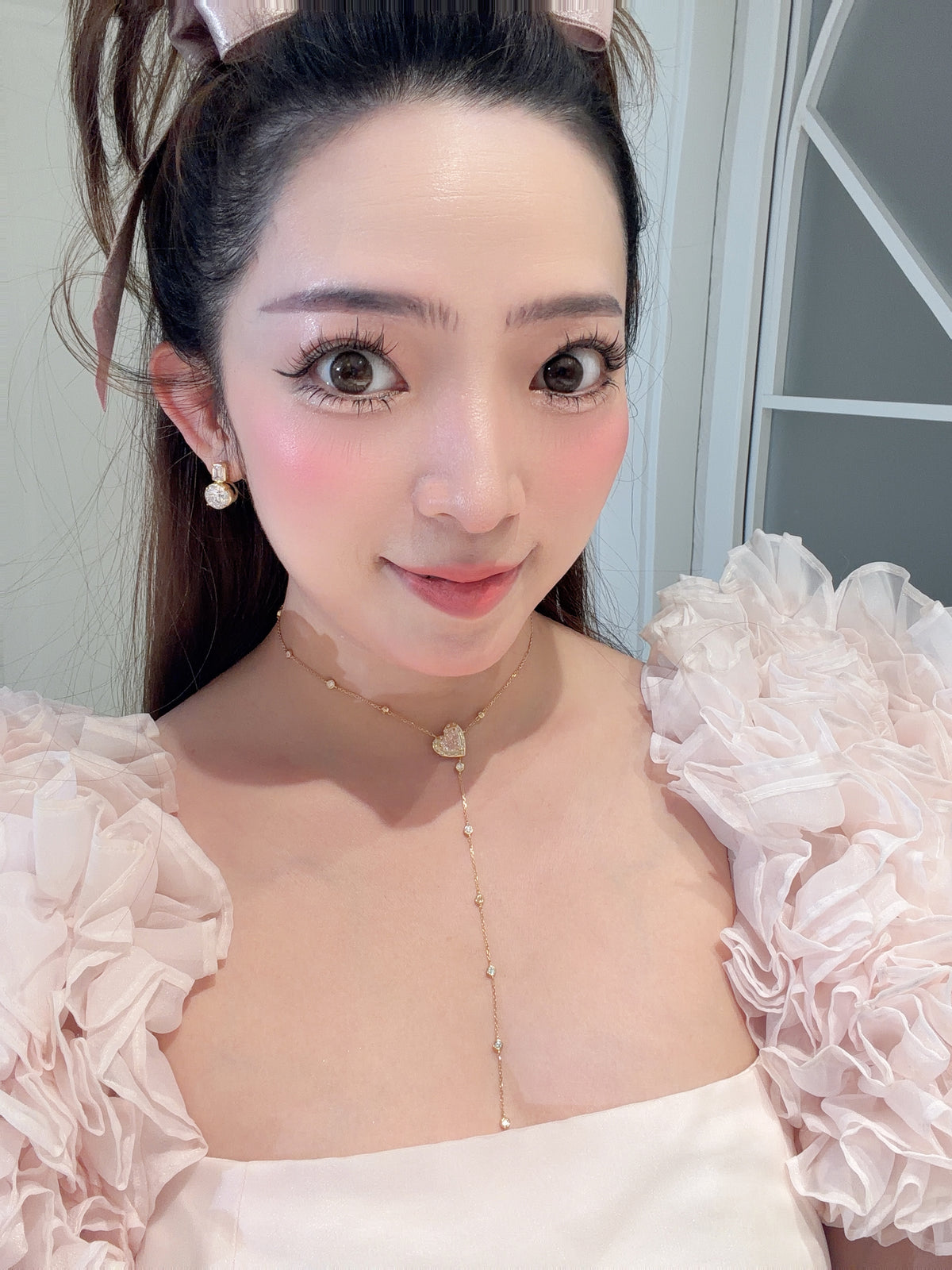 The Floating Love Bloom (2 carats Heart lab grown pink diamond )Necklace