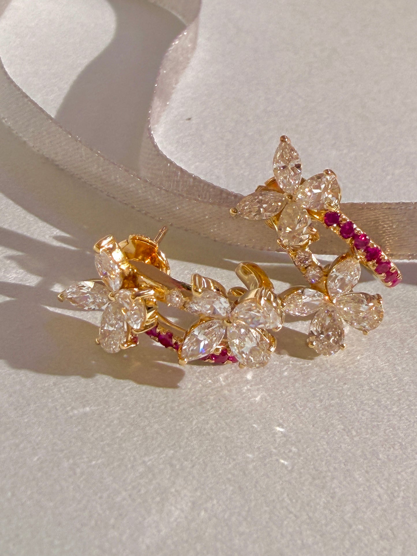 Shiningvivila Pink Aura Butterfly Bloom Lab Grown Diamonds Earrings