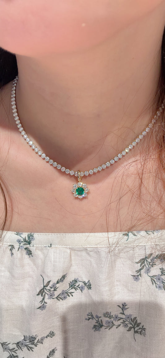 Shiningvivila emerald green shiny bloom flowers pendant (chain not included)