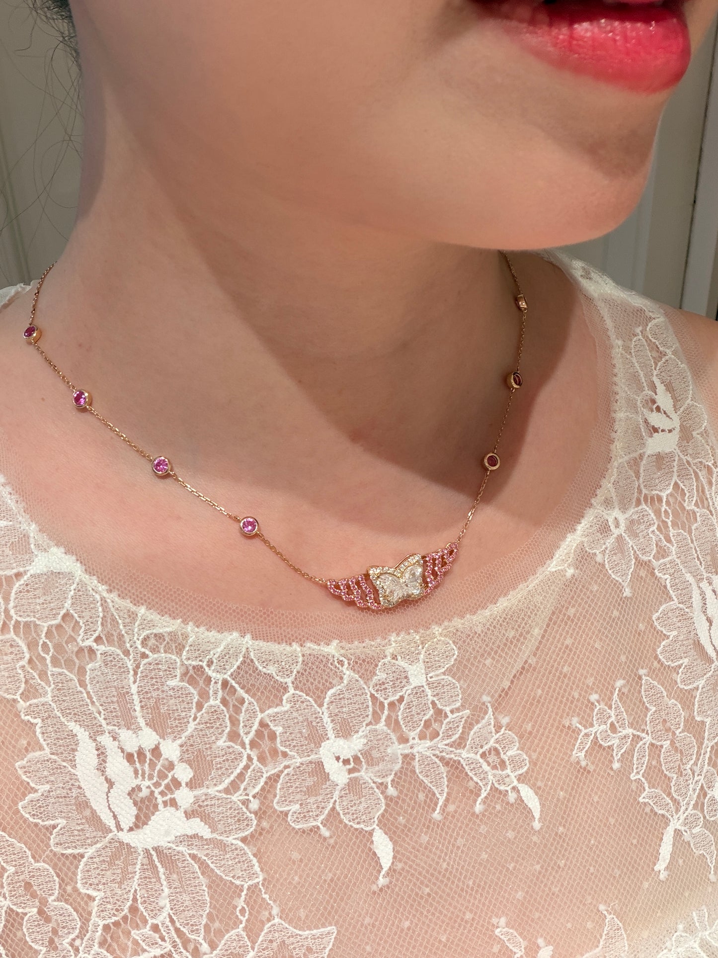 Pink Butterfly Whisper Necklace