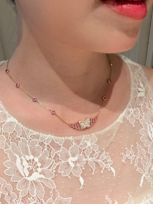 Pink Butterfly Whisper Necklace