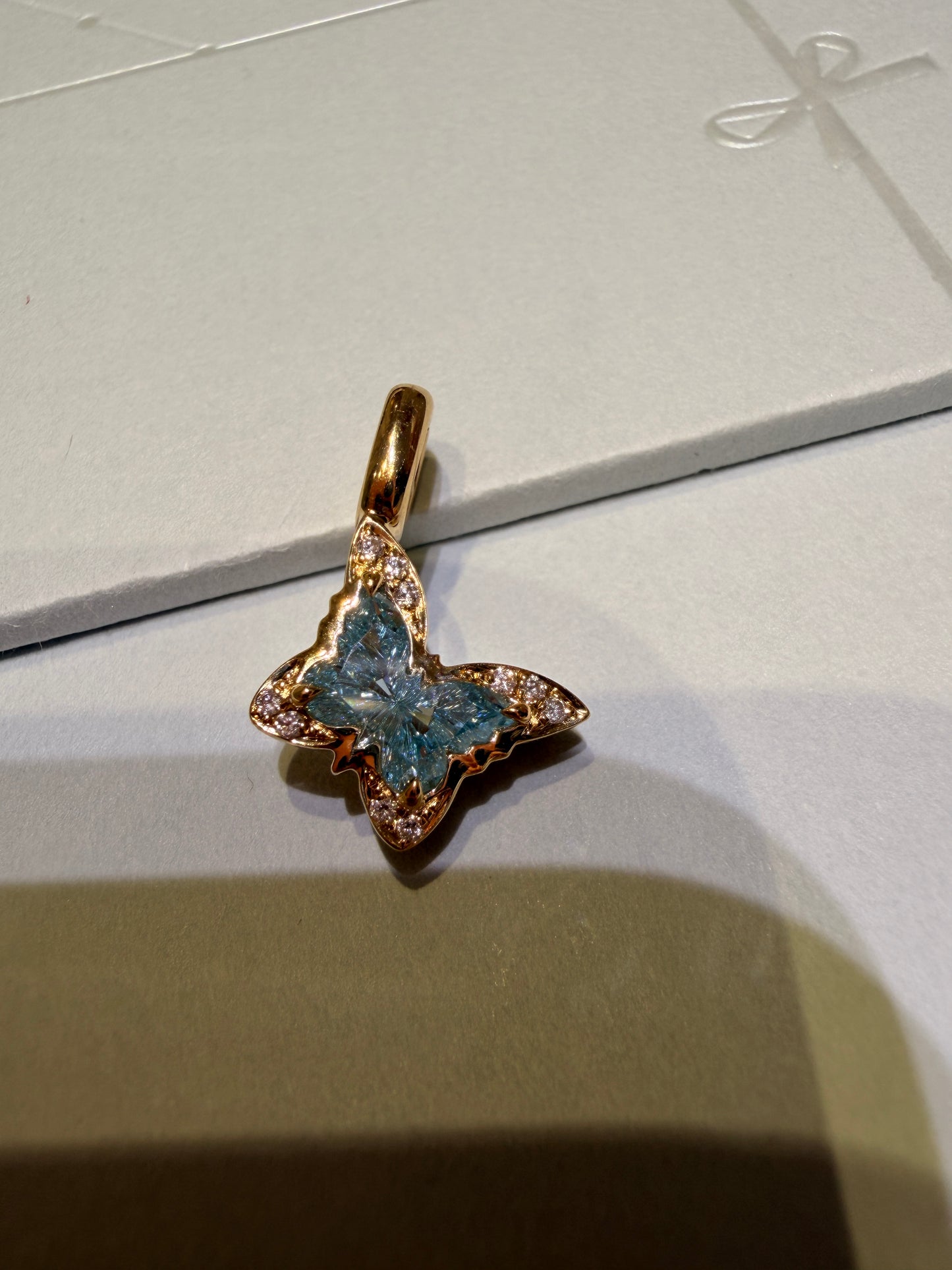 SHININGVIVILA Azure Blue Butterfly Convertible Pendant
